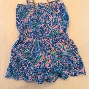 Lilly Pulitzer Pink Multicolor Seashell Print Scalloped Romper